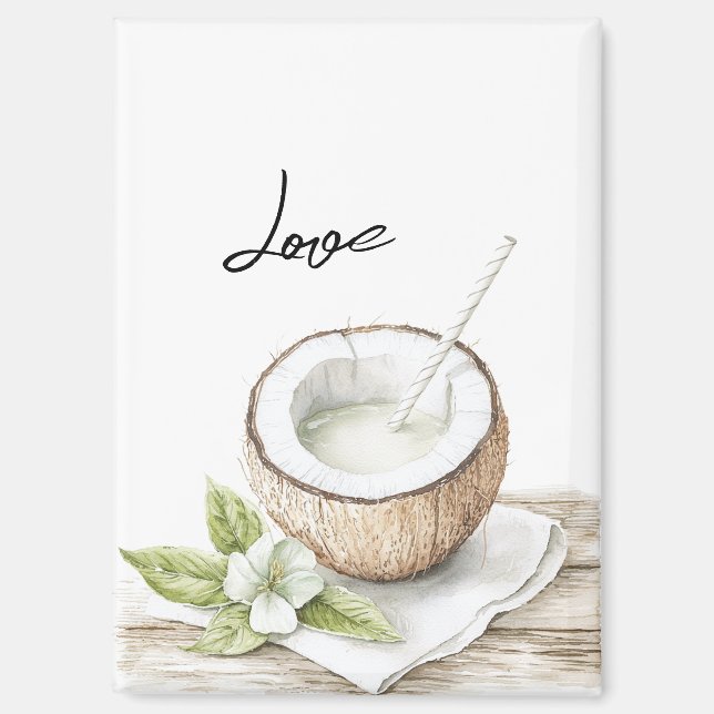 Tropical Aloha Beach Coconut Floral Wedding Magnet (Vorderseite)