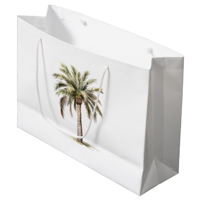 Tropical Aloha Beach Coconuts Palmen Bäume Hochzei Große Geschenktüte (Vorderseite Schrägansicht)