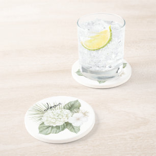 Tropical Aloha Beach Hydrangea Blumenhochzeit Getränkeuntersetzer