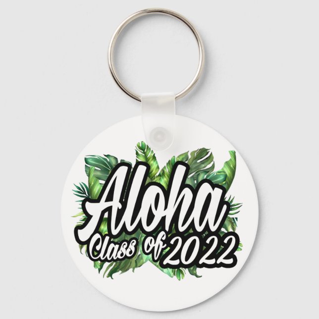 Tropical Aloha Class of 2022 Hawaiian Luau Gefalle Schlüsselanhänger (Vorderseite)