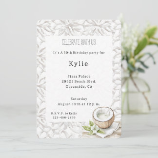 Tropical Aloha Coconut Blume Geburtstag Einladung