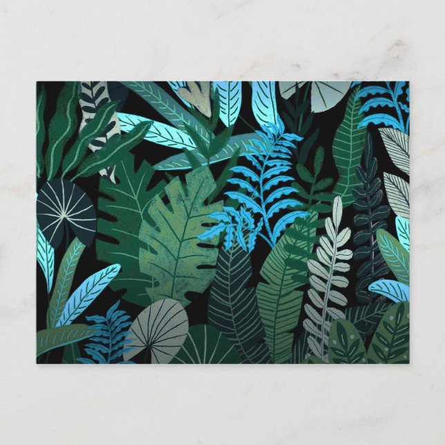 Tropical Aloha Exotic Blue Jungle Pattern Postkarte (Vorderseite)