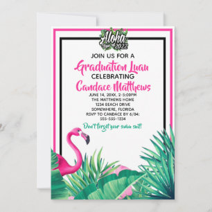 Tropical Aloha Flamingo Abschluss Luau 2022 Einladung