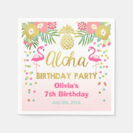 Tropical Aloha Flamingo Birthday Paper Napkin Serviette