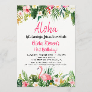 Tropical Aloha Flamingo Einladungs-Karte zum Gebur Einladung