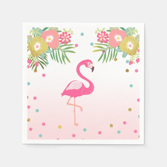 Tropical Aloha Flamingo Papier Napkins Geburtstag Serviette (Vorderseite)