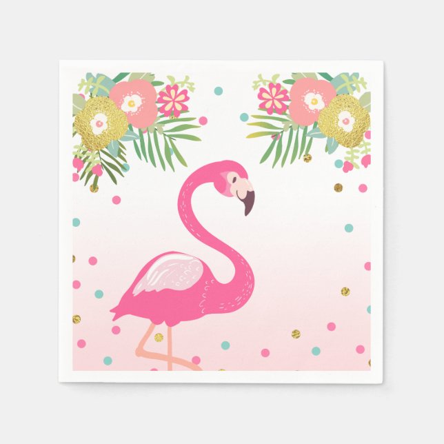 Tropical Aloha Flamingo Papier Napkins Geburtstag Serviette (Vorderseite)