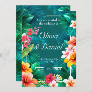Tropical Aloha Floral Greenerity Wedding Einladung