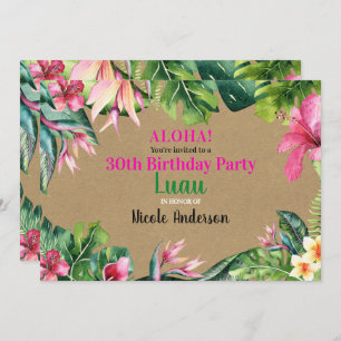 Tropical Aloha Floral Luau Kraft Geburtstagspartei Einladung