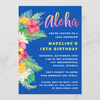 Tropical Aloha Hawaiian Luau Birthday Party Einladung