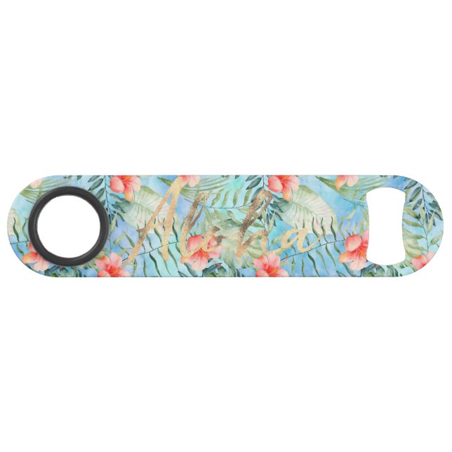 Tropical Aloha Hibiskus Floral Speed Flaschenöffner (Vorderseite (Horizontal))
