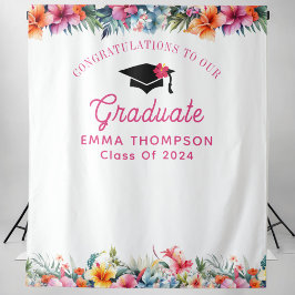 Tropical Aloha Luau Abschluss 2024 Hintergrund Wandteppich