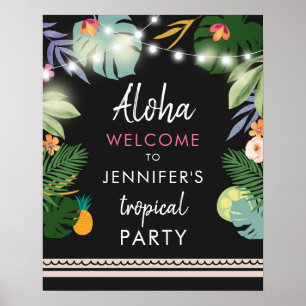 Tropical Aloha Luau Hawaiian Party Begrüßungszeich Poster
