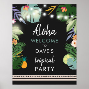 Tropical Aloha Luau Hawaiian Party Begrüßungszeich Poster