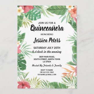 Tropical Aloha Luau Quinceanera Party Invite 15. Einladung