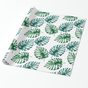 Tropical Aloha Monstera Blätter Muster Geschenkpapier