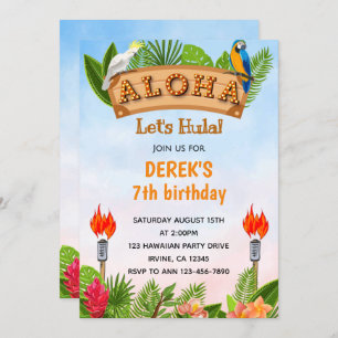Tropical Aloha Parrots Einladung zum Geburtstag