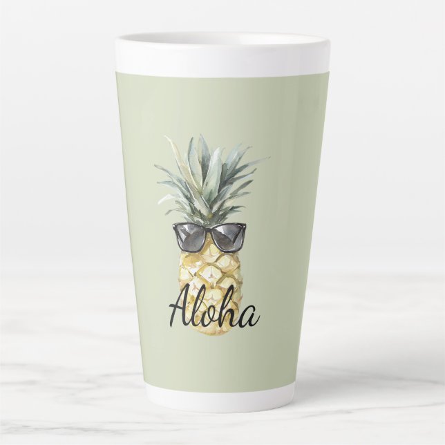 Tropical Aloha Pineapple with Sunglasses Milchtasse (Vorderseite)