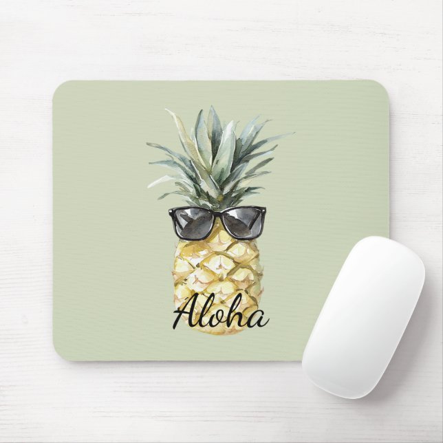 Tropical Aloha Pineapple with Sunglasses Mousepad (Mit Mouse)