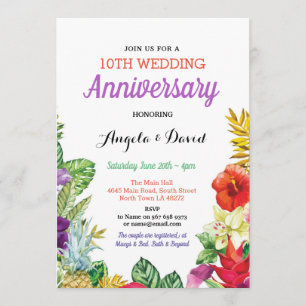 Tropical Aloha Wedding Floral Jubiläum Einladung