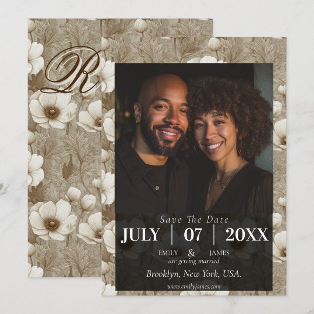 Tropical Anemone Countryside Wedding Save the Date (Vorne/Hinten)