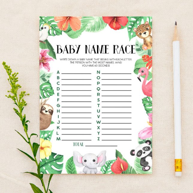 Tropical Animal Name Race Baby Showspiel Briefpapier (Von Creator hochgeladen)