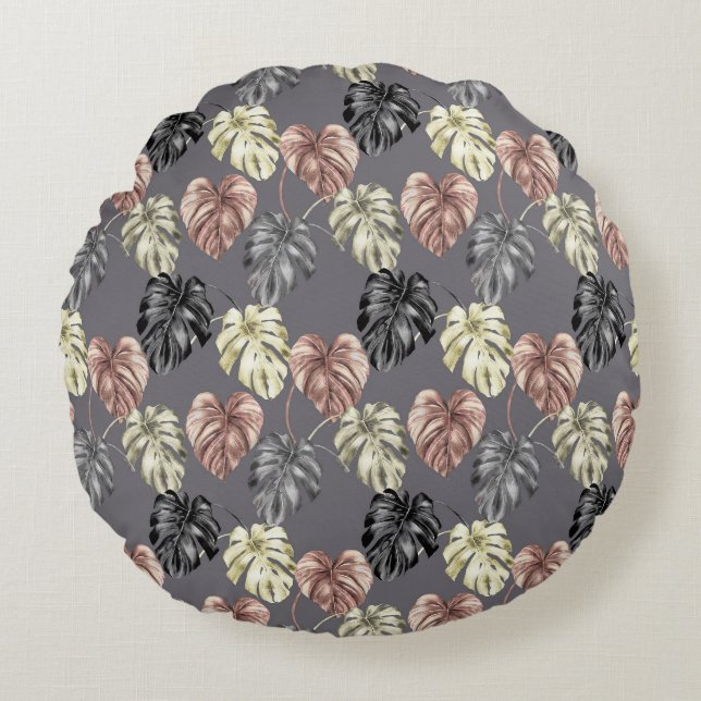 Tropical Animal Print & Greenery Series Design 36 Rundes Kissen (Vorderseite)