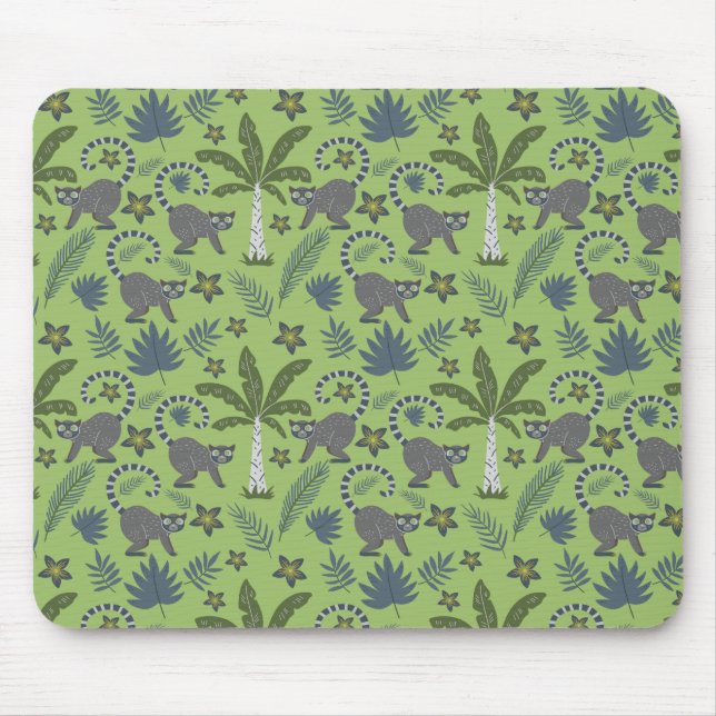Tropical animals seamless pattern green and grey mousepad (Vorne)
