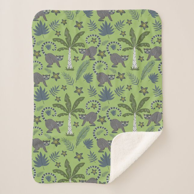 Tropical animals seamless pattern green and grey sherpadecke (Vorderseite)