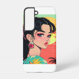 Tropical Anime Sunset Girl Samsung Galaxy Hülle
