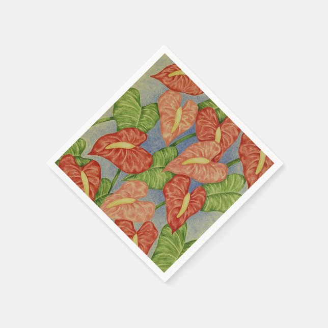 Tropical Anthuriums Blume Paper Napkins Serviette (Ecke)