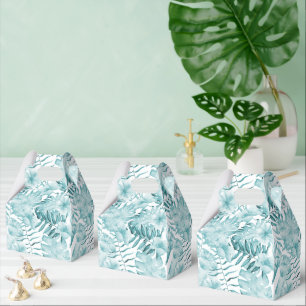 Tropical Aqua Blue Floral Blätter Geschenkschachtel