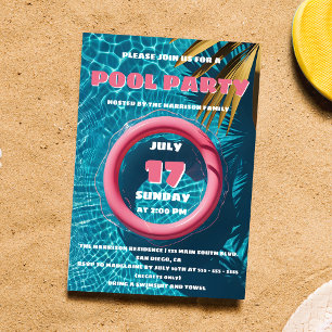 Tropical Aqua Paradise Summer Pool Party Einladung