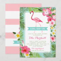 Tropical Aqua Pink Flamingo Aloha Girl Babydusche