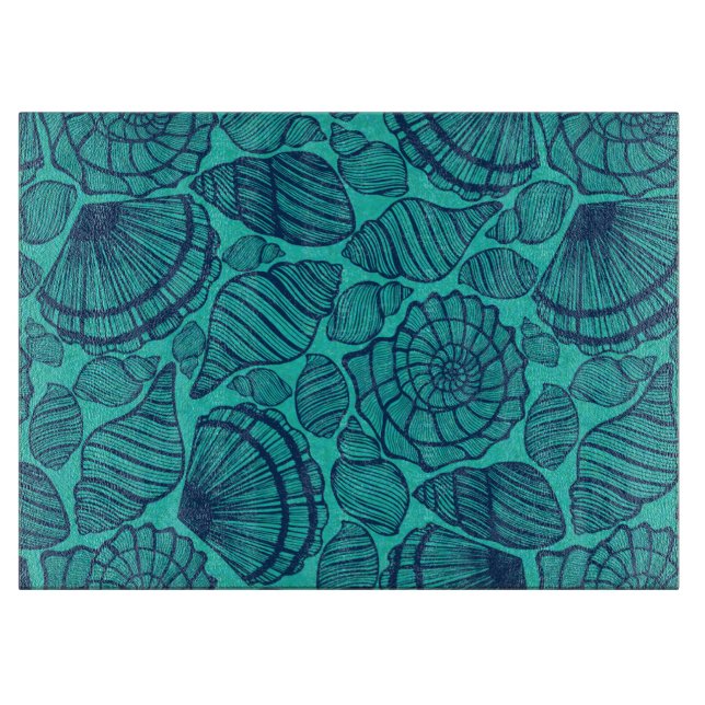 Tropical Aquamarin Beach Seashells Schneidebrett (Vorderseite)