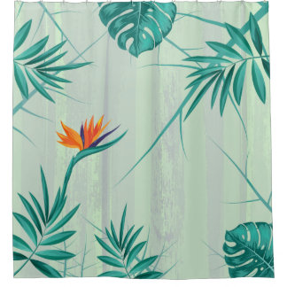 Tropical Aquamarin Blue Green Palm Duschvorhang