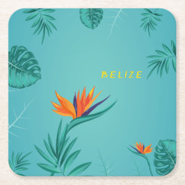 Tropical Aquamarin Blue Green Palm Monogram Belize Rechteckiger Pappuntersetzer