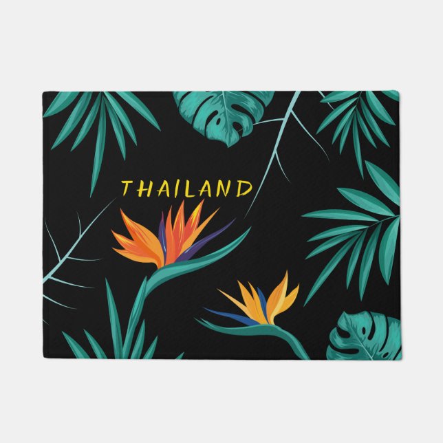 Tropical Aquamarin Blue Green Palm Monogram Thaila Fußmatte
