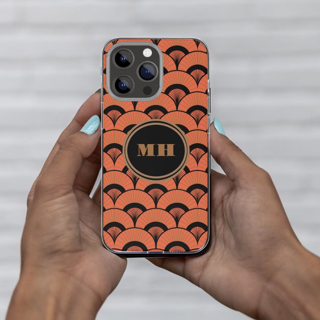 Tropical Art Deco Scalloped Muster Monogram Case-Mate iPhone Hülle (Von Creator hochgeladen)