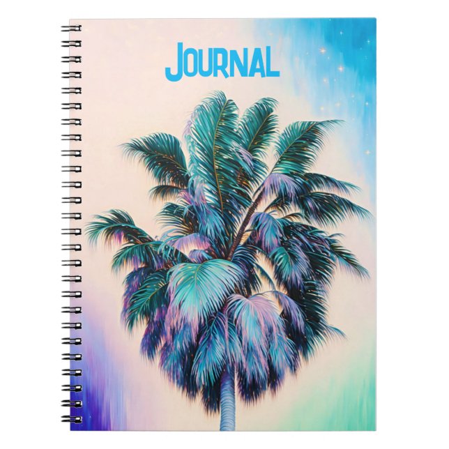 Tropical Art Palm Tree im Aqua Journal Notizblock (Vorderseite)