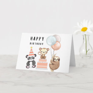 Tropical Baby Animal Birthday Card Karte