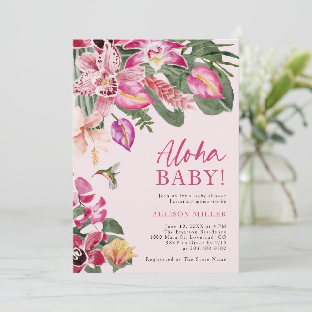 Tropical Baby Dusche Einladung (Stehend Vorderseite)