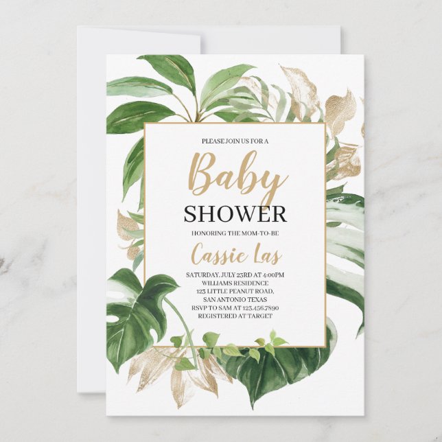 Tropical Baby Dusche Einladung (Vorderseite)