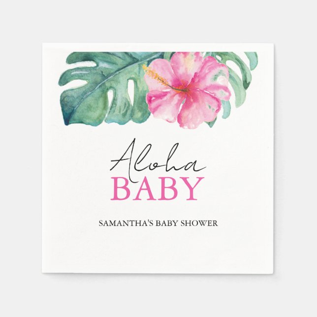 Tropical Baby Shower Hibiscus Flower Serviette (Vorderseite)