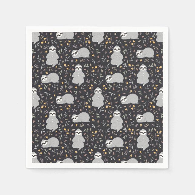 Tropical Baby Sloth Pattern Serviette (Vorderseite)