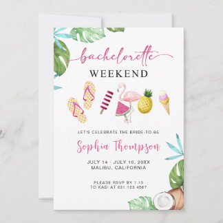 Tropical Bachelorette Palm Beach Einladung