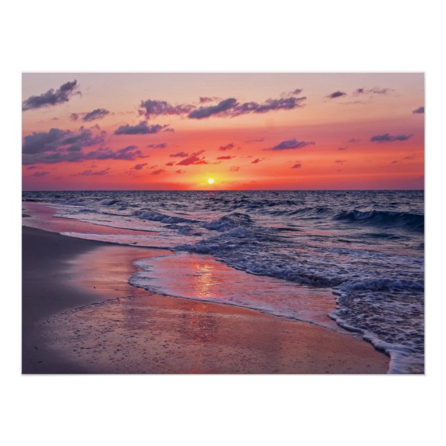 Tropical Bahamas Sunset Paradise Beach Poster (Vorderseite)