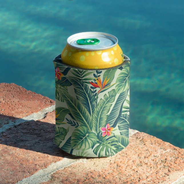 Tropical Banana Monstera Palm Blätter & Blume Dosenkühler (In Situ Pool)