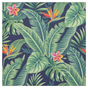 Tropical Banana Monstera Palm Blätter & Blume Stoff