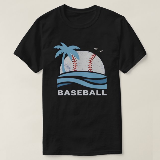 Tropical Baseball Palm Tree Summer Vacation T-Shirt (Design vorne)